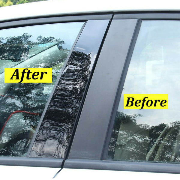 6Pcs Car Window B Pillar Post Trim Passenger Side Glossy Black Trim Compatible with 06-11/16-20 Civic