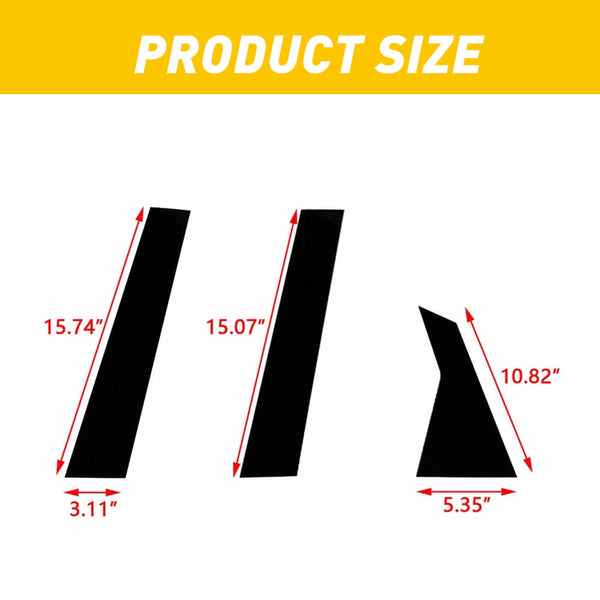 6Pcs Car Window B Pillar Post Trim Passenger Side Glossy Black Trim Compatible with 06-11/16-20 Civic