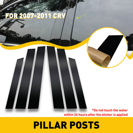 6Pcs Car Window B Pillar Post Trim Passenger Side Glossy Black Trim Compatible with 07-11 Honda CRV