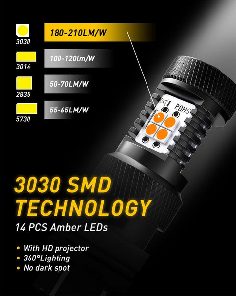 7440 7443 LED Bulb Amber Yellow with Projector for Turn Signal Bulbs Blinker Lights