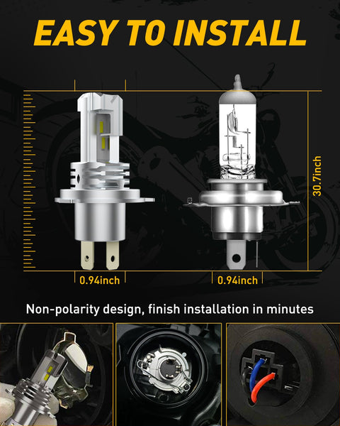 9003 H4 HB2 LED Headlight Bulb Motorcycle for hi/lo Beam 200% Brightness 6000K White
