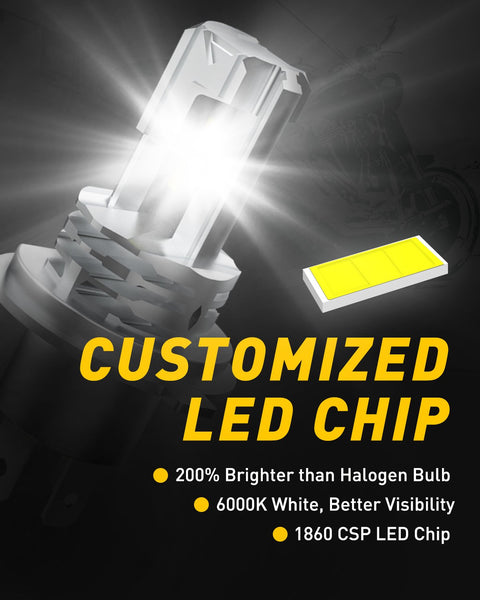 9003 H4 HB2 LED Headlight Bulb Motorcycle for hi/lo Beam 200% Brightness 6000K White