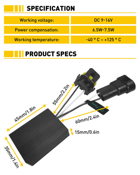 9005 HB3 Canbus Adapter Anti-Flicker Warning Canceler for LED Headlight