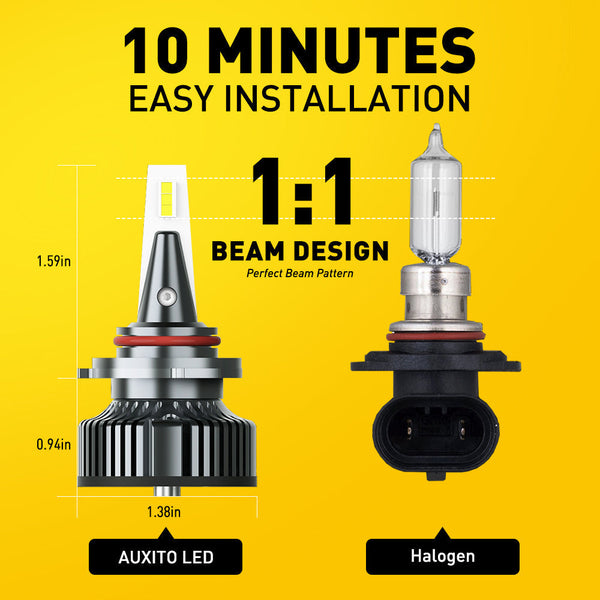 9005 HB3 LED Bulb Forward High Beam Mini-sized CanBus Ready 80W 16,000LM/Pair