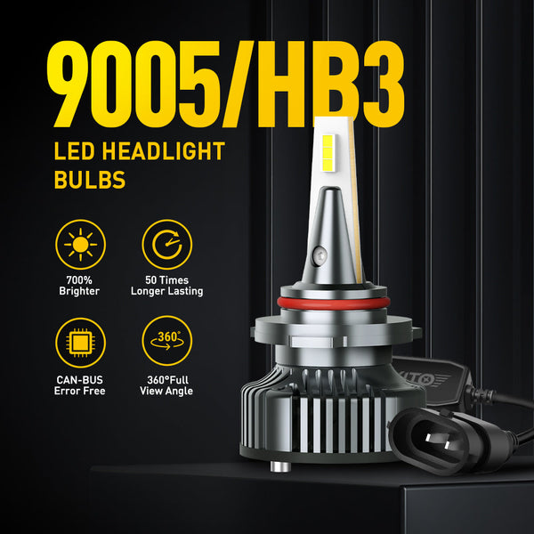 9005 HB3 LED Bulb Forward High Beam Mini-sized CanBus Ready 80W 16,000LM/Pair