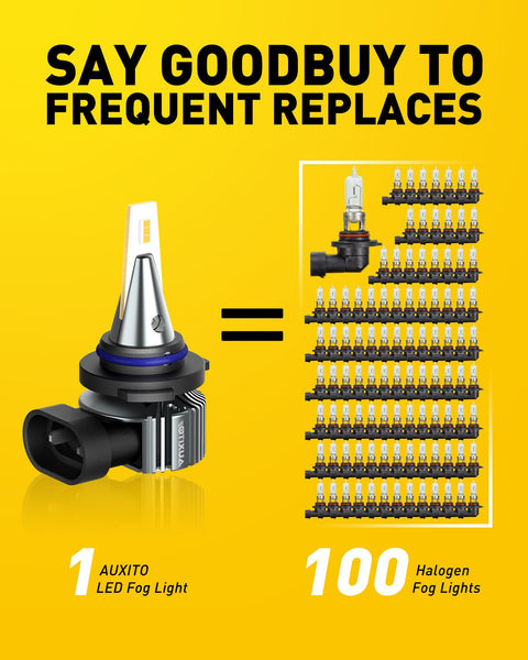 9006 HB4 LED Fog Light Bulbs 3000K Amber Yellow CSP Chips 30W 6000 Lumen Per Pair