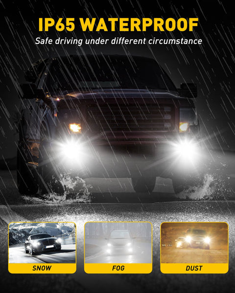 9006 HB4 LED Fog Light Bulbs, 6500K Cool White with CSP LED Chips