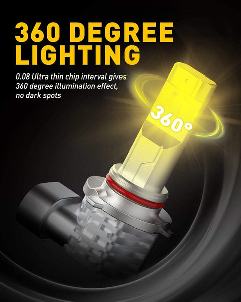 9145 9140 H10 LED Fog Light Bulb, 3000K Golden Yellow Light, CSP LED Chips