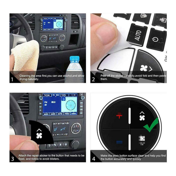 AC/Radio Dash Button Repair Kit, Car Button Decals - Best for Fixing Ruined Faded Buttons Sticker Replacement Fits Chevrolet Models