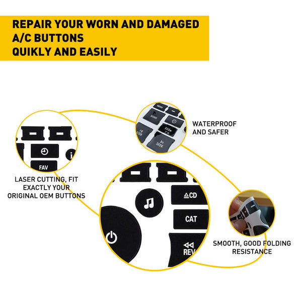 AC/Radio Dash Button Repair Kit, Car Button Decals - Best for Fixing Ruined Faded Buttons Sticker Replacement Fits Chevrolet Models