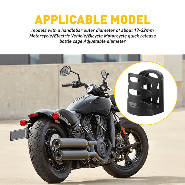 Adjustable Motorcycle Cup Holder 360 Degrees Rotation for Outer Diameter of Motorcycle Handlebar 17-32mm