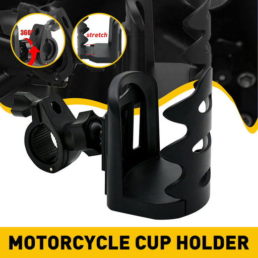 Adjustable Motorcycle Cup Holder 360 Degrees Rotation for Outer Diameter of Motorcycle Handlebar 17-32mm