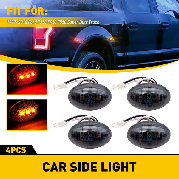 Amber/Red LED Side Marker Lights For 1999-2010 Ford F350 F450 F550 Super Duty Truck