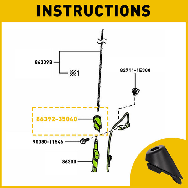 Antenna Base Bezel for 2010-2014 Toyota 4runner Rubber Antenna Ornament Grommet Base