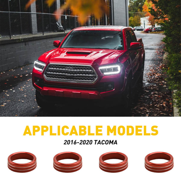 Audio & AC Switch Knob Ring Kit Set for 2016-2020 Toyota Tcoma