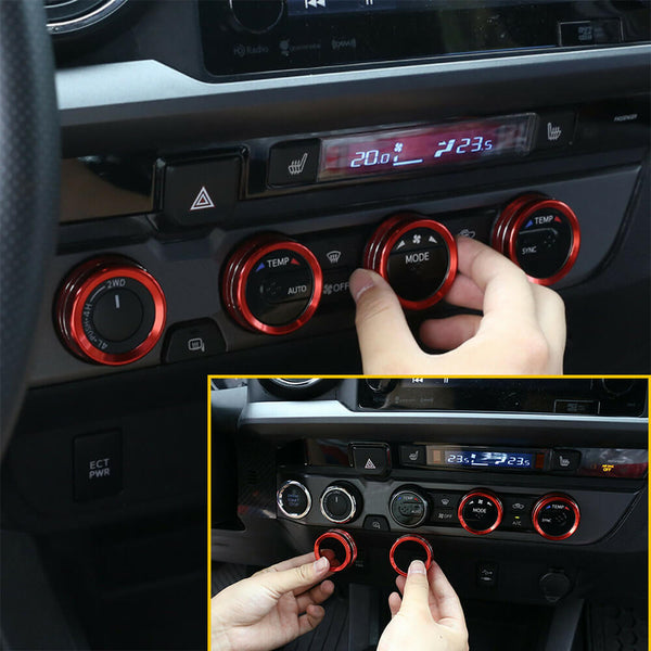 Audio & AC Switch Knob Ring Kit Set for 2016-2020 Toyota Tcoma
