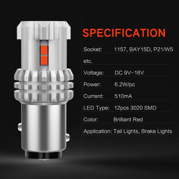 AUXITO 1157/BAY15D LED Turn Signal Brake Tail Light Bulbs 3020-SMD