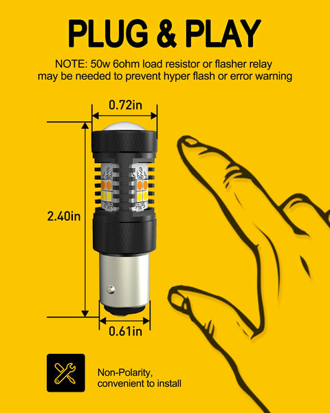 AUXITO 1157 Switchback LED Turn Signal Light Bulbs 2057 2357 7528 BAY15D P21/5W White/Amber Dual Color 3030SMD Chipsets with Projector for Turn Signal Blinker Parking Daytime Running Lights