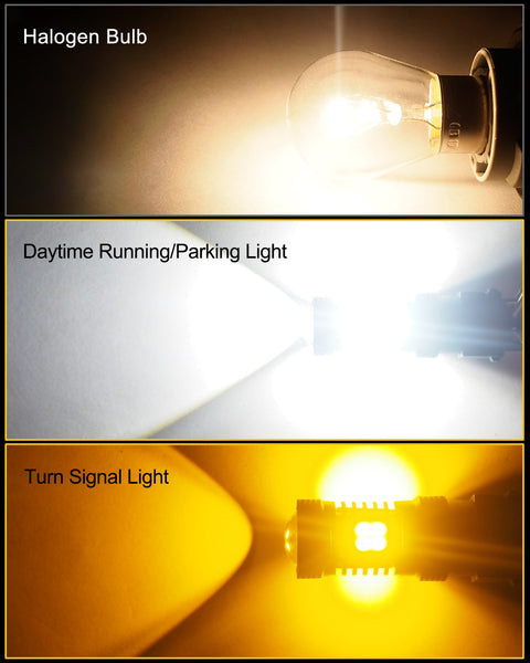 AUXITO 1157 Switchback LED Turn Signal Light Bulbs 2057 2357 7528 BAY15D P21/5W White/Amber Dual Color 3030SMD Chipsets with Projector for Turn Signal Blinker Parking Daytime Running Lights