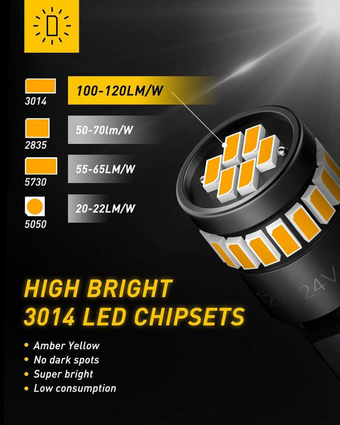 AUXITO 194 LED Light Bulb, Amber Yellow 168 2825 W5W T10, Pack of 2