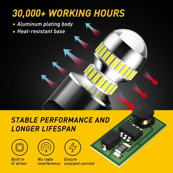 AUXITO 2600 Lumens 7440 7443 LED Bulbs T20 7441 7444 LED Light Bulb for Backup Reverse Light