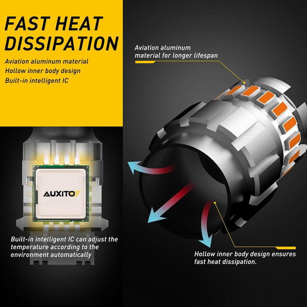 AUXITO 3156 3157 LED Bulb Amber 3056 3047 BAY15D LED Bulbs for Turn Signal Lights