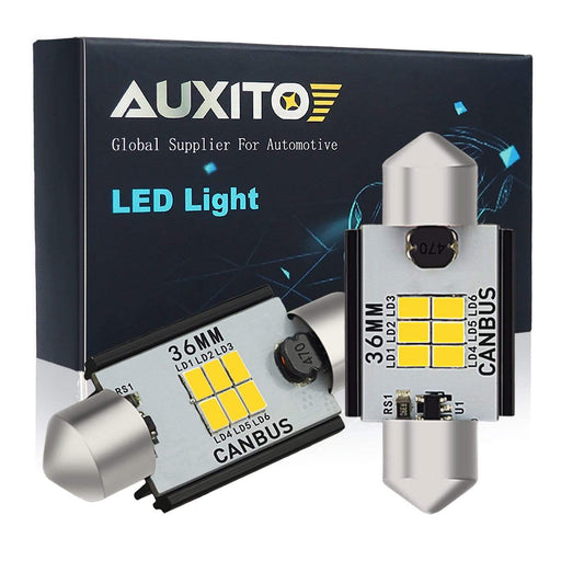 AUXITO 36MM/6411/6418 Interior Car Lights, Canbus Error Free Festoon LED Bulbs 3020 Chipsets forLicense Plate Dome Map Door Lights Xenon White