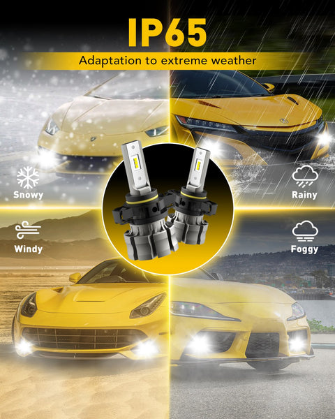 AUXITO 5202 LED Fog Light Bulbs, Fanless Design, 6000 Lumens 6000K White 5201 PS19W Halogen Bulb DRL Replacement