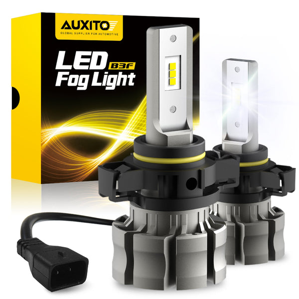 AUXITO 5202 LED Fog Light Bulbs, Fanless Design, 6000 Lumens 6000K White 5201 PS19W Halogen Bulb DRL Replacement