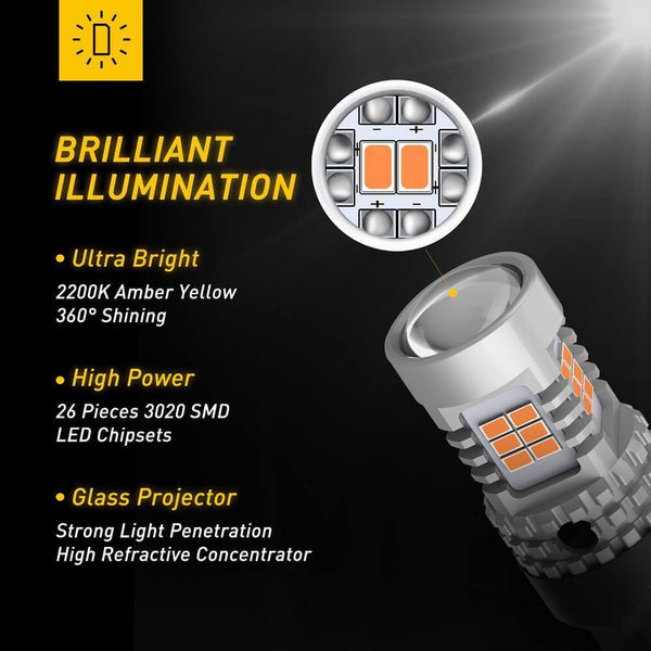 AUXITO 7440 LED Bulbs Amber Yellow 2800LM, for Turn Signal Lights with Build-in Load Resistor
