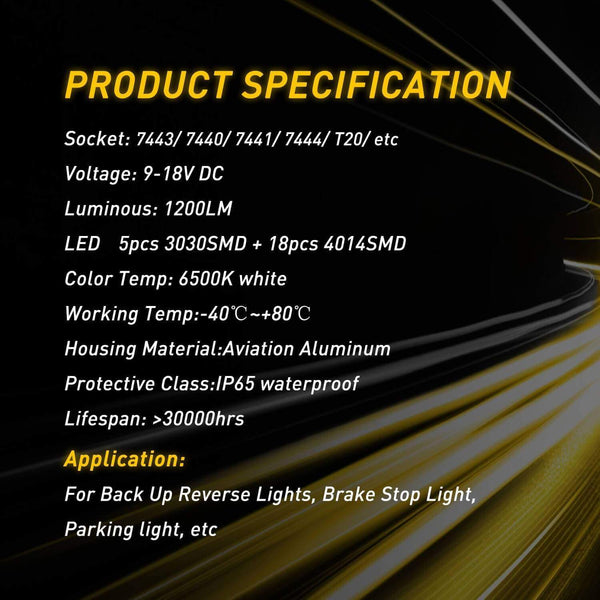 AUXITO 7443 Backup Reverse Lights, Brake Tail Lights, 7444 T20 W21/5W