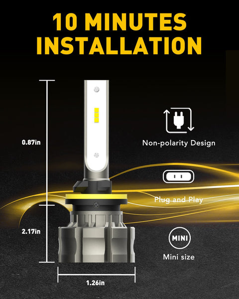 AUXITO 880 LED Fog Light Bulbs, Fanless Design, 6000 Lumens 6000K White 350% Brightness 885 893 899 Fog Light Lamp
