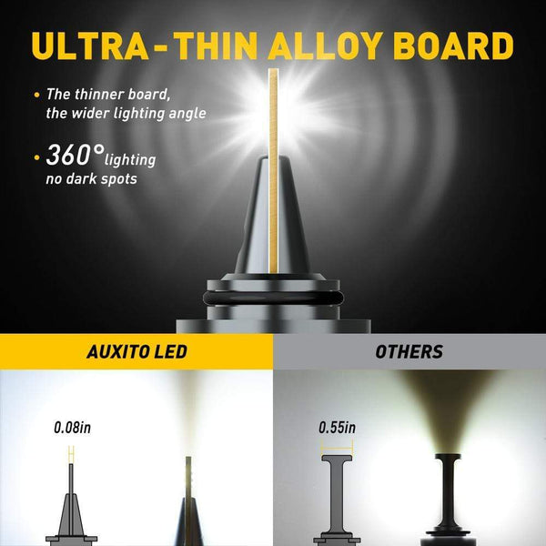AUXITO 9005 HB3 High Beam and 9006 HB4 Low Beam LED Bulbs Combo Kit, Beam Adjustable, 400% Times Brighter, 6500K White
