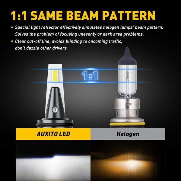AUXITO 9005 HB3 High Beam and 9006 HB4 Low Beam LED Bulbs Combo Kit, Beam Adjustable, 400% Times Brighter, 6500K White