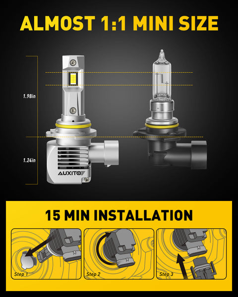 AUXITO 9006 LED Bulb HB4 Headlight Bulbs 100W 20000lm Per Set 6000K Cool White