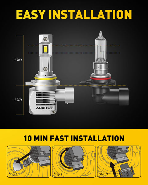 AUXITO 9012 LED Headlight Bulbs 100W 20000lm Per Set 600% Brighter 6000K Cool White