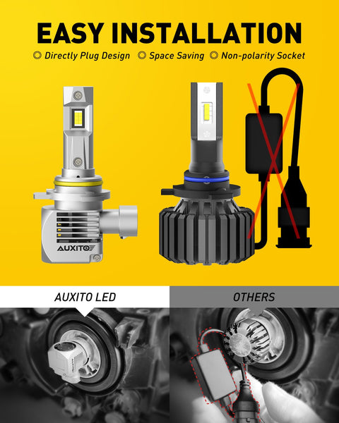 AUXITO 9012 LED Headlight Bulbs 100W 20000lm Per Set 600% Brighter 6000K Cool White