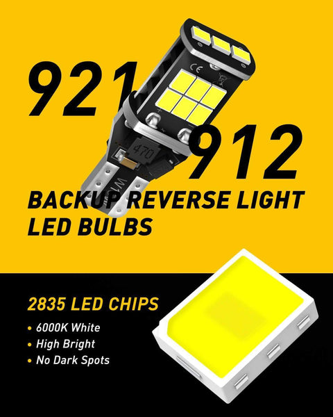 AUXITO 912 921 Error Free T15 LED Backup Light Bulbs, High Power 2835 15-SMD Chipsets