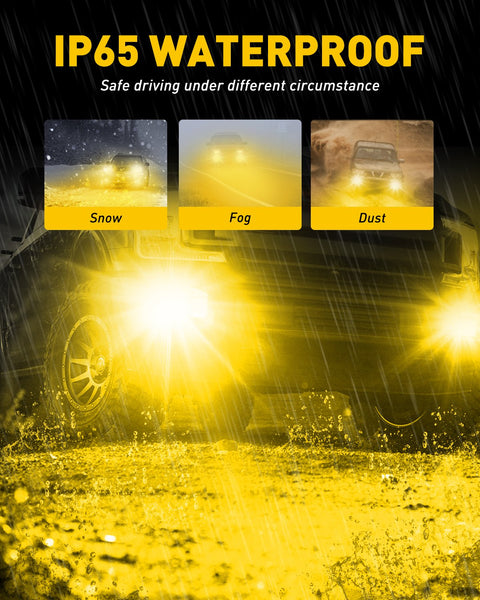 AUXITO 9145/9140/H10 LED Fog Light Bulbs 3000K Golden Yellow 30W 6000 Lumens Per Pair