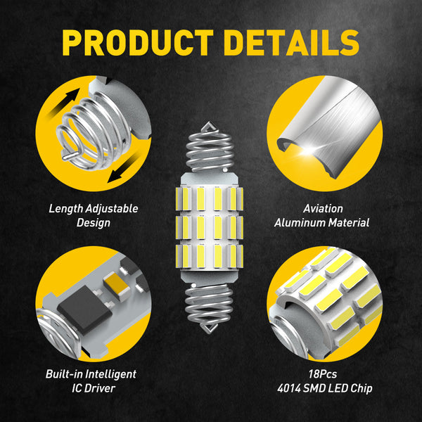 AUXITO Festoon Retractable DE3175 DE3021 LED Bulbs Error Free Extremely Bright
