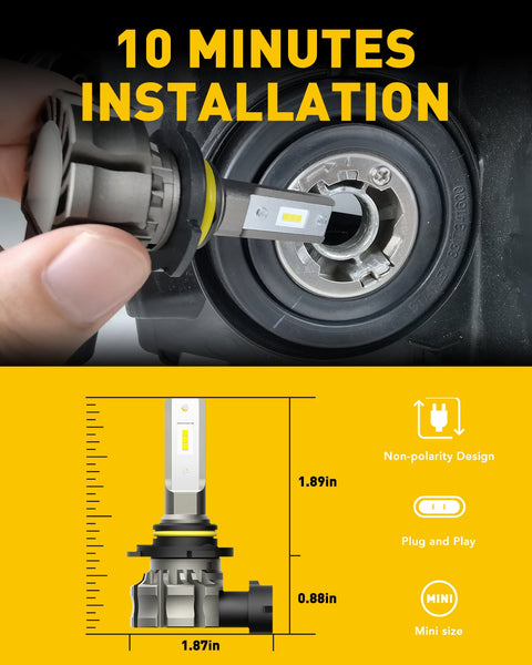 AUXITO H10 9140 LED Fog Light Bulbs, Fanless Design, 6000 Lumens 6000K White 350% Brightness 9040 9145 Fog Light Lamp