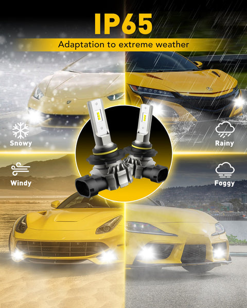 AUXITO H10 9140 LED Fog Light Bulbs, Fanless Design, 6000 Lumens 6000K White 350% Brightness 9040 9145 Fog Light Lamp