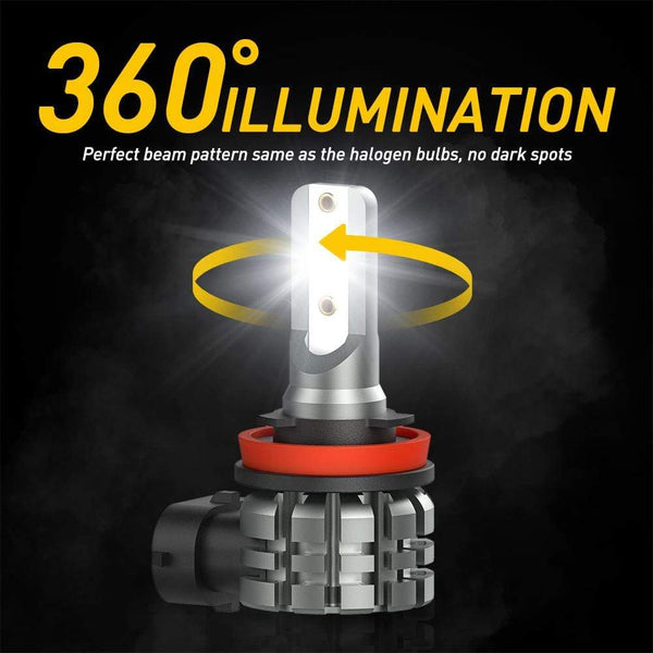 AUXITO H11 H8 H9 100W LED White High Power No Polarity Fog Light Conversion DRL Bulbs 6000K