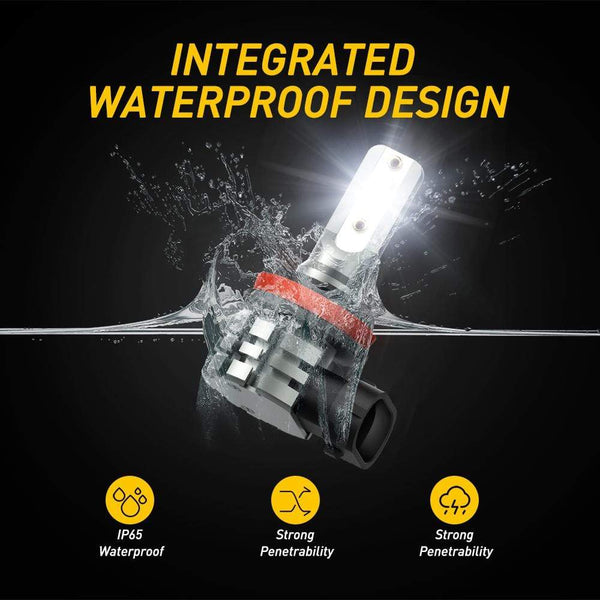 AUXITO H11 H8 H9 100W LED White High Power No Polarity Fog Light Conversion DRL Bulbs 6000K