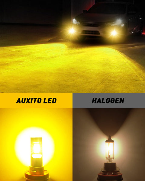 AUXITO H11 H8 LED Fog Light Bulb Fanless, 40W Golden Yellow, CSP LED Chips