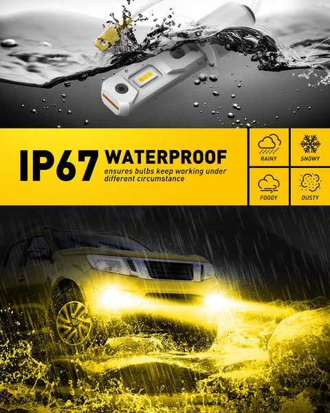 AUXITO H3 LED Fog Light Bulbs with 8 CSP chips 3000K Amber Yellow