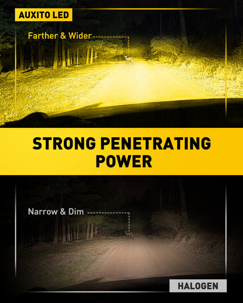 AUXITO H3 LED Fog Light Bulbs with 8 CSP chips 3000K Amber Yellow