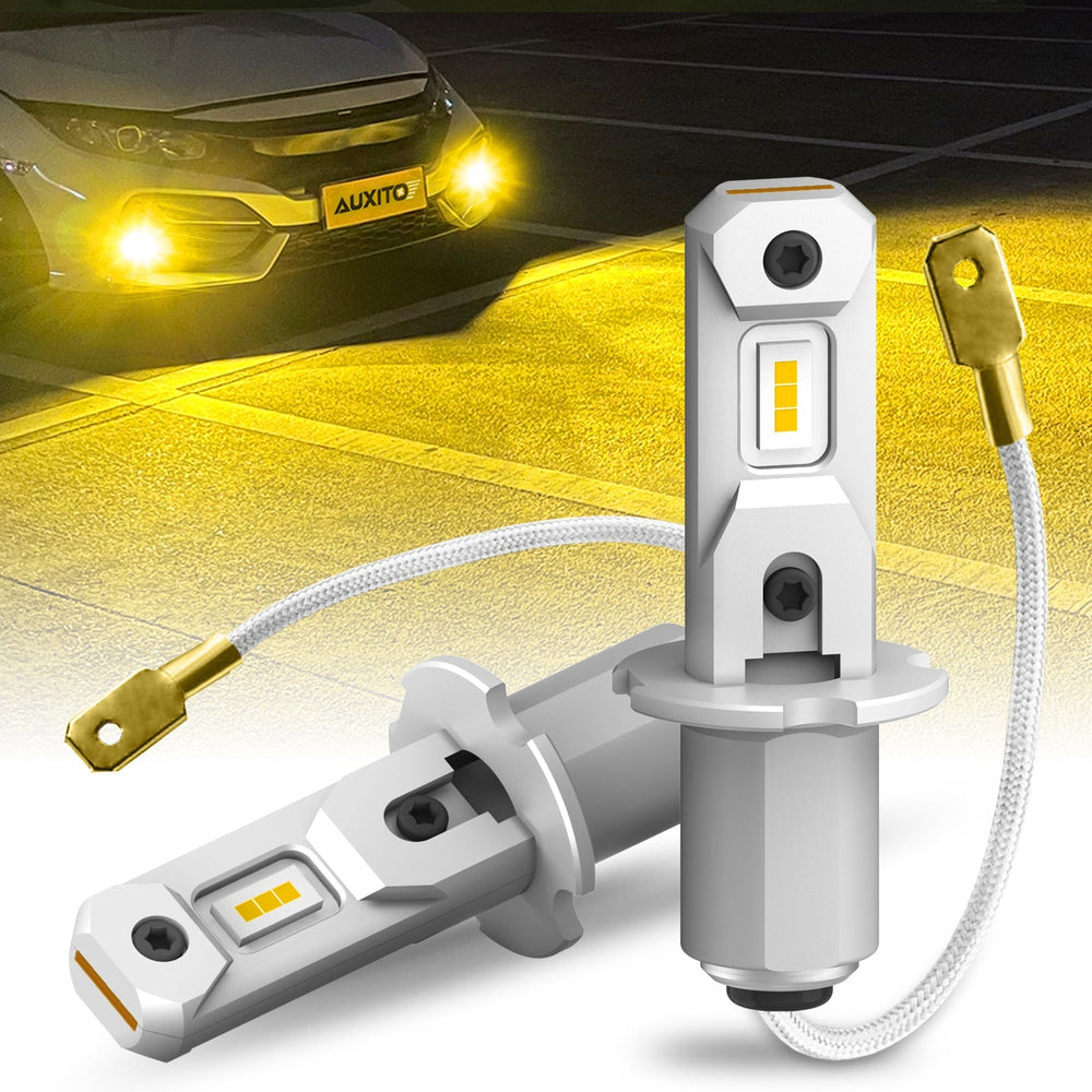 AUXITO H3 LED Fog Light Bulbs with 8 CSP chips 3000K Amber Yellow