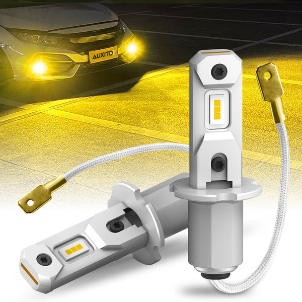 AUXITO H3 LED Fog Light Bulbs with 8 CSP chips 3000K Amber Yellow