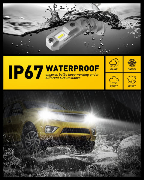 AUXITO H7 LED Bulbs 8 CSP Chips Mini Size, Non-polarity No Adapter Required Easy Install